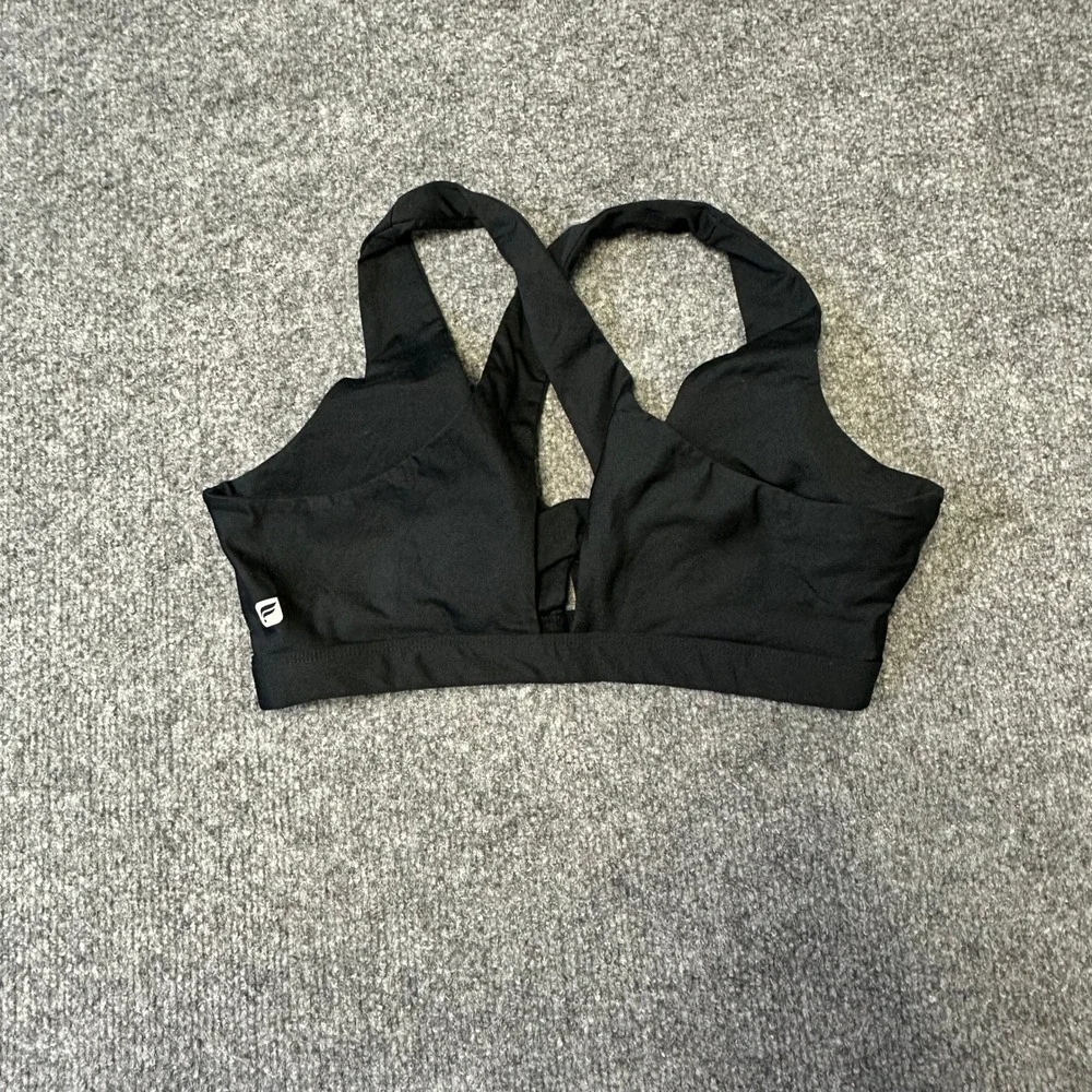 Fabletics Sports Bra Womens Size S Black Cross Back V-Neck Athletic Yoga Gym